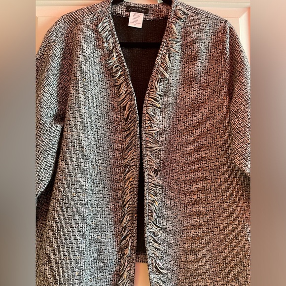 Gorgeous Slinky Tweed Open Front Fringed Edged Jacket Woman’s Size 2X NWOT - Picture 6 of 10